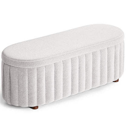 Linen Upholstered Storage Bench – Multifunctional Entryway, Living Room & Bedroom Ottoman