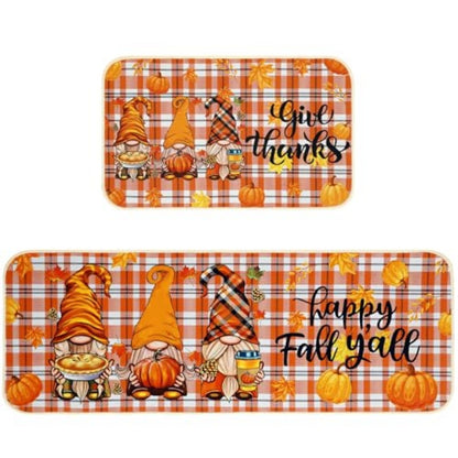 NOVWANG Fall Kitchen Mat Set Of 2, Autumn Kitchen Rugs Maple Leaves Kitchen Mats Decor Thanksgiving Decorative Floor Door Mat, Fall Kitchen Mats And Rugs 2 Size Of 17x29 And 17x47 Inch