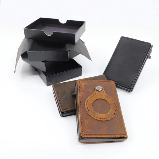 Minimalist Leather Wallet with AirTag Holder