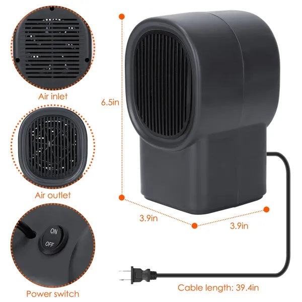 Portable Electric Space Heater 500W, Mini Desktop Fan Heater