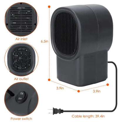 Portable Electric Space Heater 500W, Mini Desktop Fan Heater