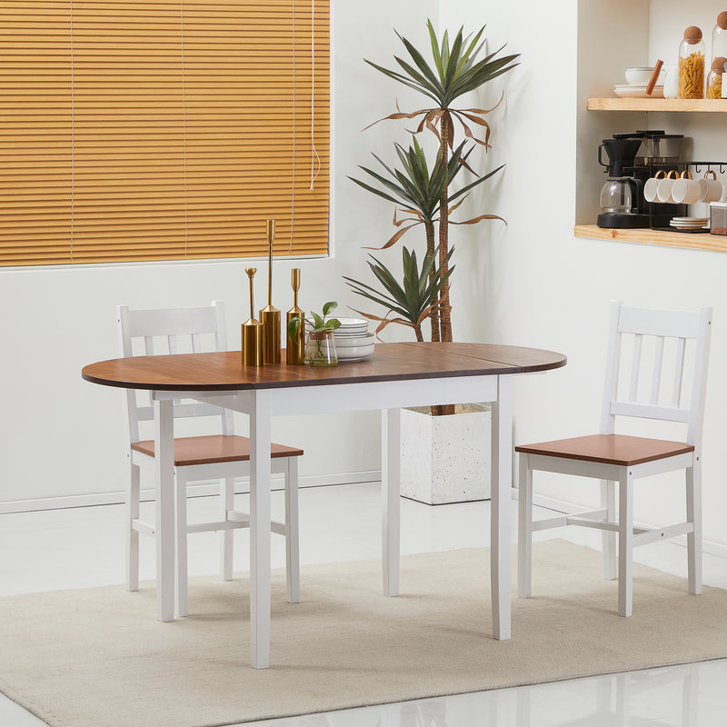 Drop Leaf Table, Brown & White