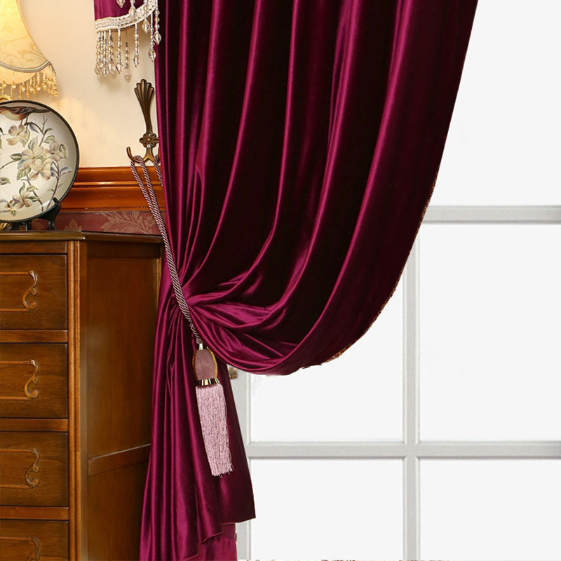Luxury Red Velvet Blackout Curtains