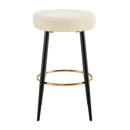 Counter Height Bar Stools Set of 2 – PU Upholstered Kitchen & Dining Chairs with Golden Footrest