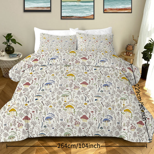 3-Piece Mushroom Comforter Set – Soft Microfiber Bedding for Twin, Full, Queen & King