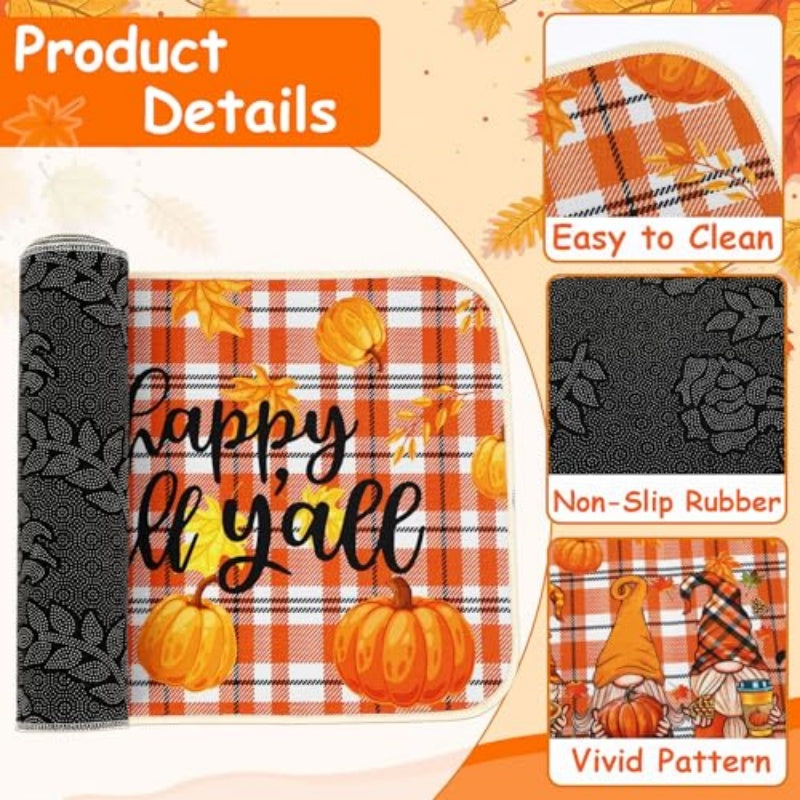 NOVWANG Fall Kitchen Mat Set Of 2, Autumn Kitchen Rugs Maple Leaves Kitchen Mats Decor Thanksgiving Decorative Floor Door Mat, Fall Kitchen Mats And Rugs 2 Size Of 17x29 And 17x47 Inch