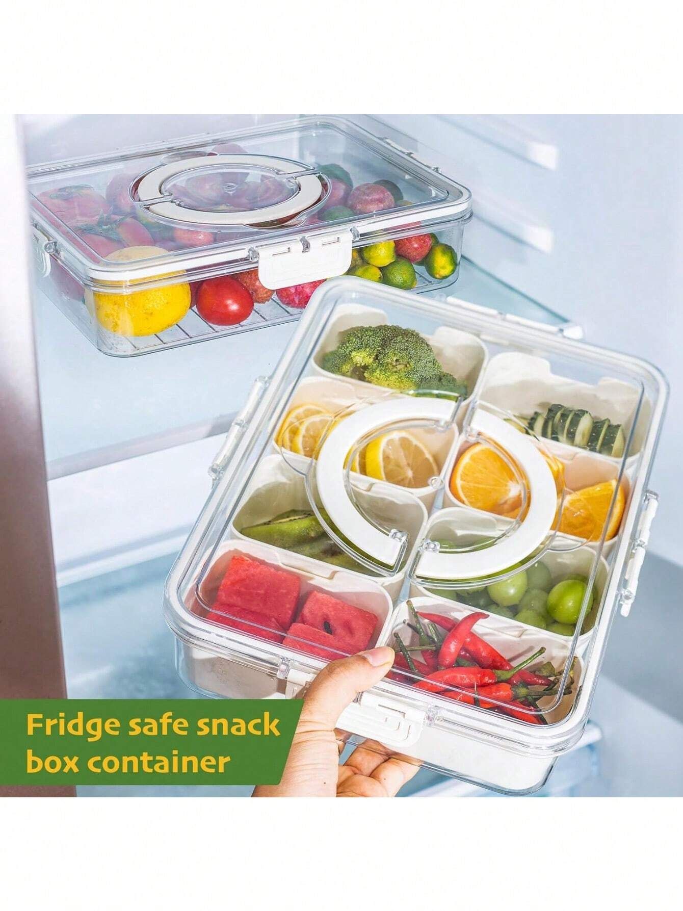 Divided Snack Box with Lid – Reusable Food Storage Bento Organizer