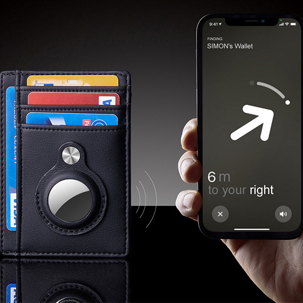 Leather AirTag Wallet with Aluminum Card Holder