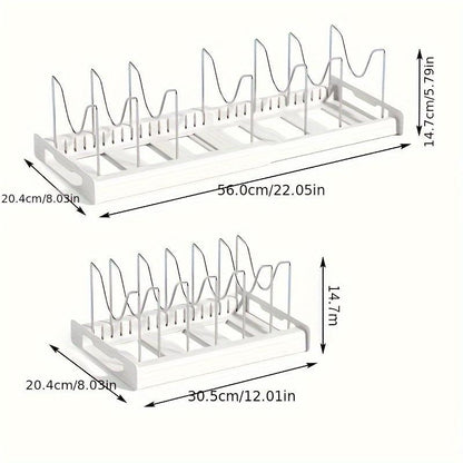 Retractable Kitchen Storage Rack – Dish & Pot Organizer with Pull-Out Drawer