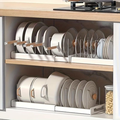 Retractable Kitchen Storage Rack – Dish & Pot Organizer with Pull-Out Drawer