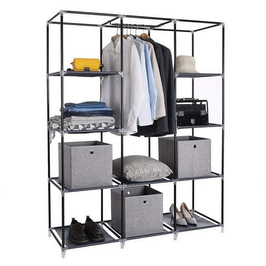 Wardrobe 4 Layers 10 Grids 130 X 45 X 167cm - Gray