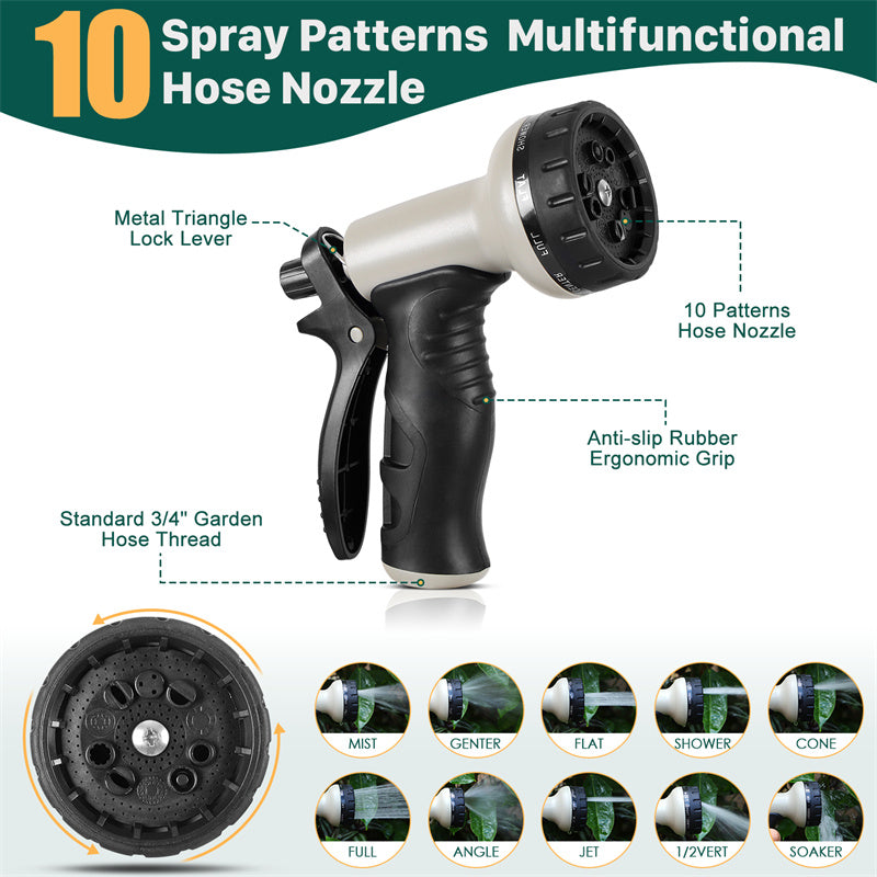 100ft Stainless Steel Metal Garden Hose with Adjustable Spray Nozzles