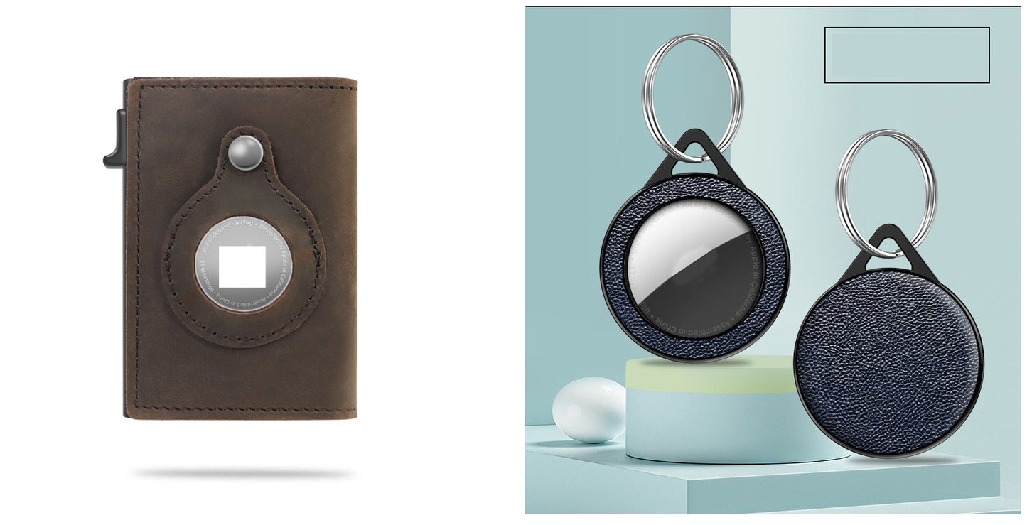 Slim Leather Wallet with AirTag Slot