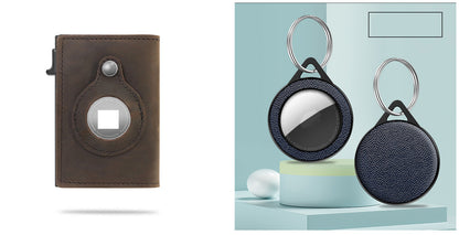 Slim Leather Wallet with AirTag Slot