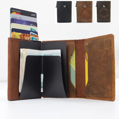 Minimalist Leather Wallet with AirTag Holder