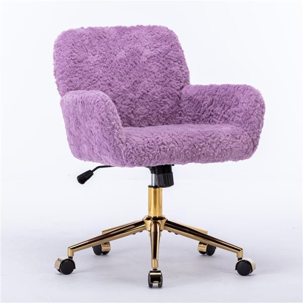 Wool Office Chair | Wide Seat, Reclining Fuzzy Desk Chair with Adjustable Tilt | Cozy Home Office Furniture