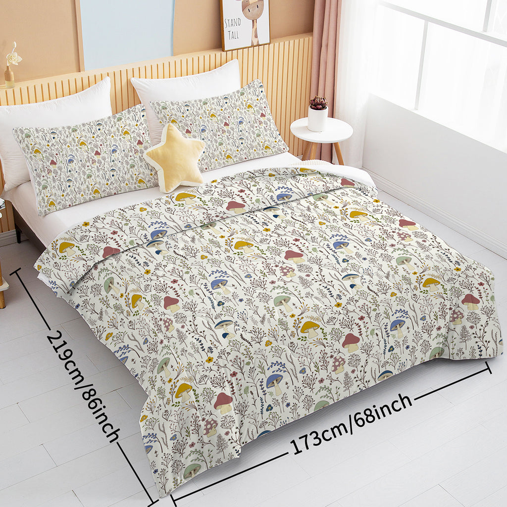 Microfiber Comforter Set, Mushroom Print