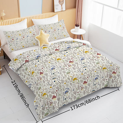 3-Piece Mushroom Comforter Set – Soft Microfiber Bedding for Twin, Full, Queen & King