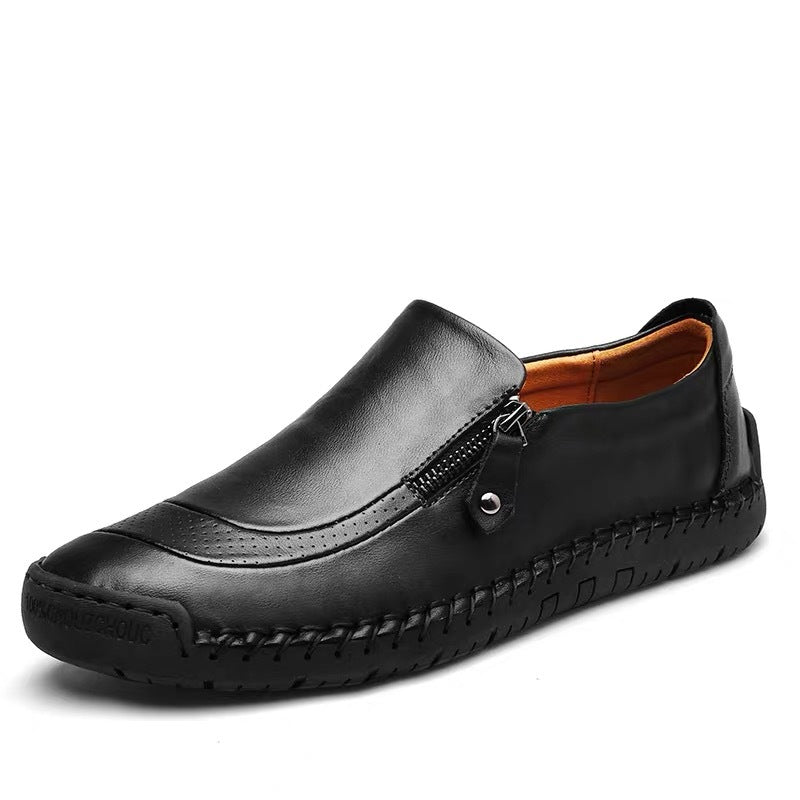 Men's leather-look slip-on casual flat shoes with metal accent detail, Al-Noor Bazaar